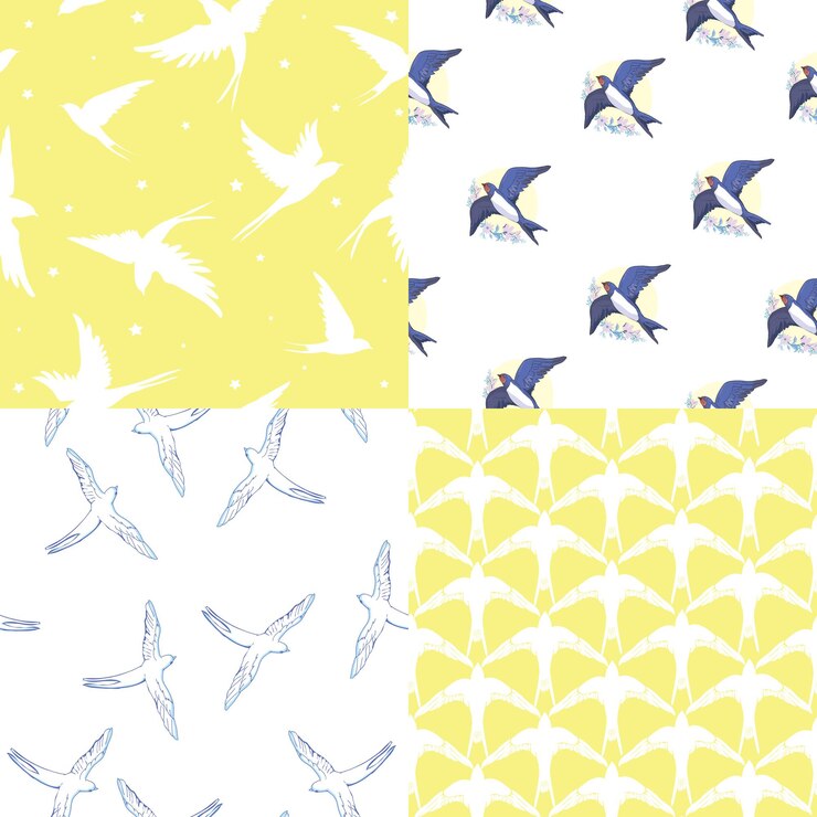 Vector seamless natural pattern. many swallows fly in the sky