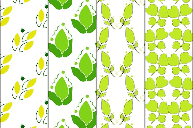 Seamless nature leaf and repeat leaves pattern design bundle