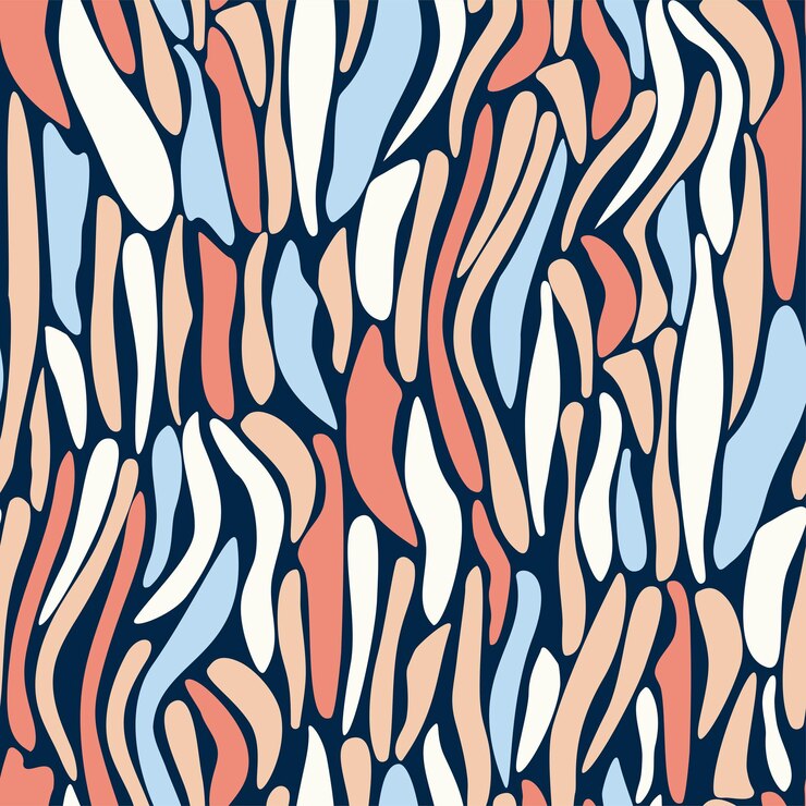 Vector seamless nature pattern abstract shapes and elements drawing on  white background hand drawn