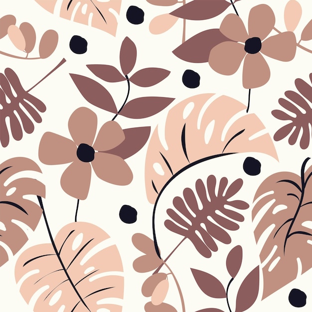 원활한 자연 패턴 원예 추상 꽃 모양과 잎 몬스 테라 흰색 배경