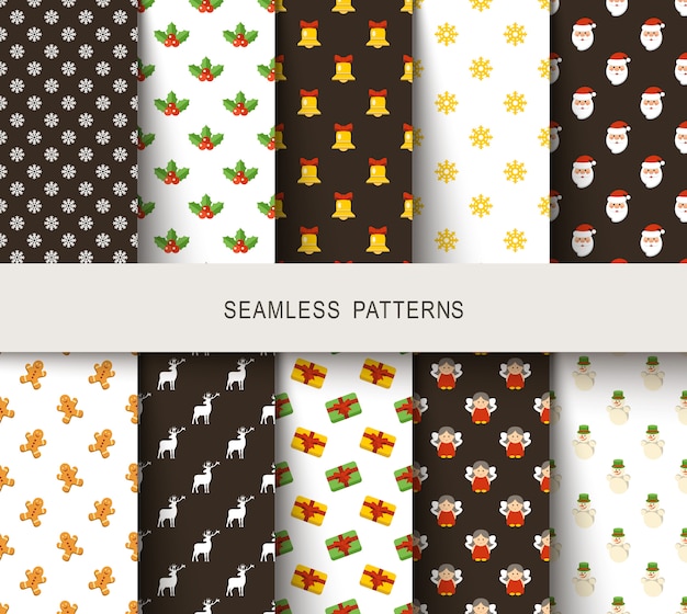 Seamless new year's patterns brown and white