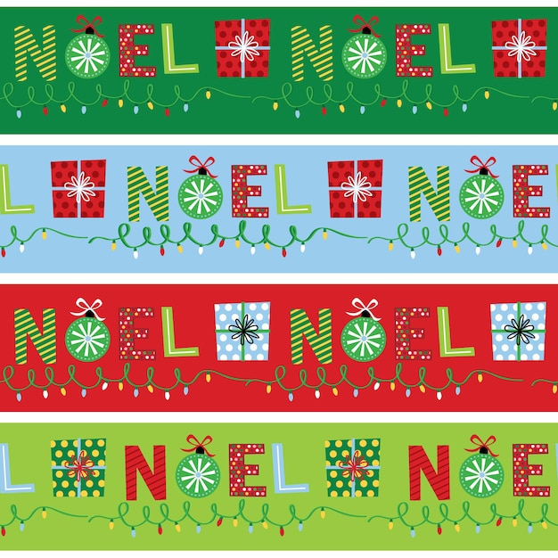 Vector seamless noel with decoration red and green color, vector illustration