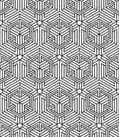 Vector seamless optical ornamental pattern with three-dimensional geometric figures. intertwine black and white composition.