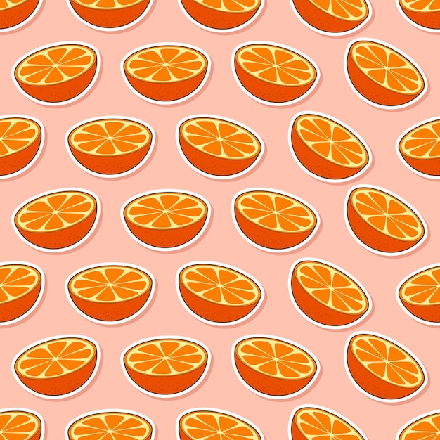 Seamless orange cartoon sticker pattern