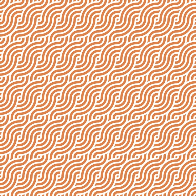 Vector seamless orange geometric japanese circles swirls and waves pattern