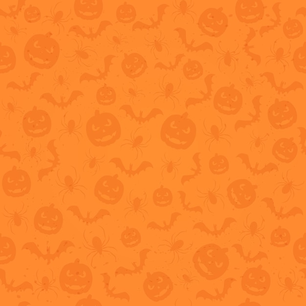 Seamless orange Halloween background with holiday icons