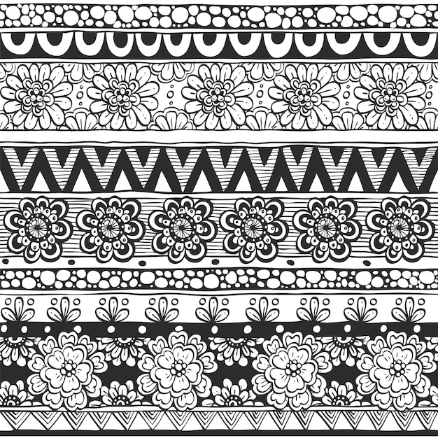 Seamless ornament from flowers and floral elements in ethnic sty