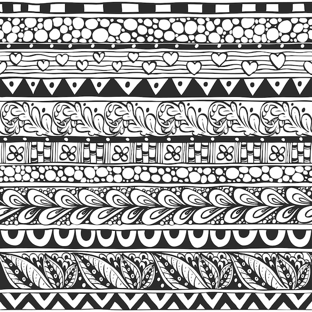 Бесшовный орнамент из геометрических и цветочных элементов в этнографии