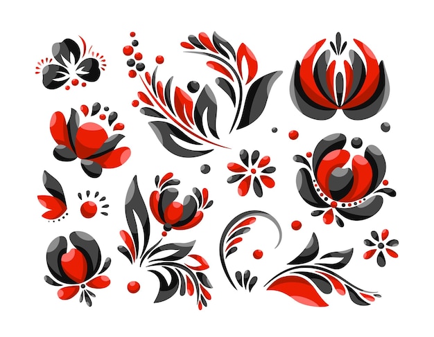 Вектор Бесшовный орнамент в украинском стиле этнический орнамент красный и черный