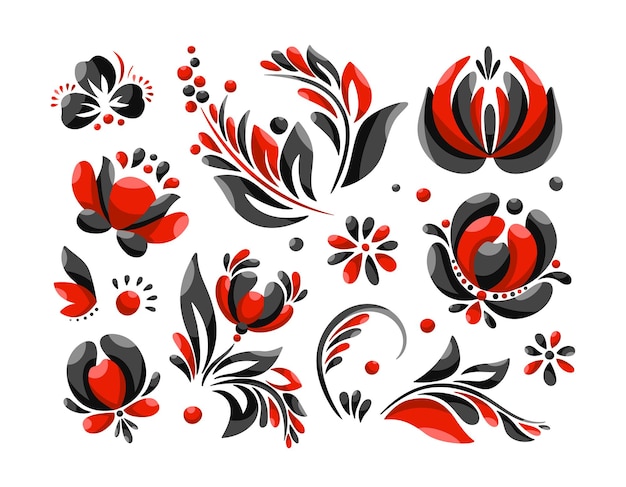 Seamless ornament in Ukrainian style ethnic ornament red and black