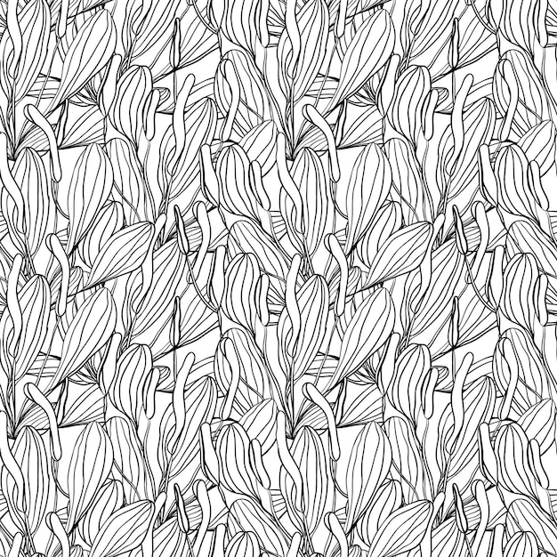 Vector seamless outline plantain pattern