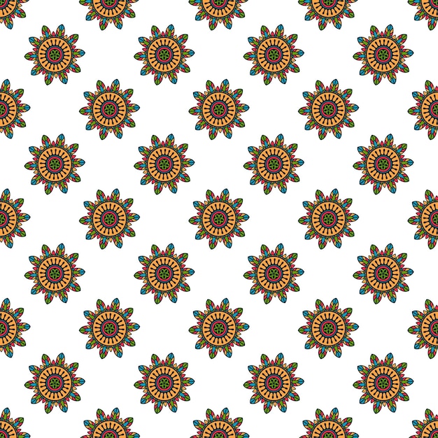 Vector seamless paisley patchwork pattern on white background
