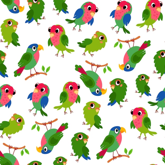 Seamless parrot background for kids Cute children design