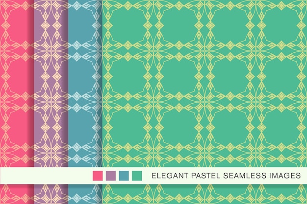 Seamless pattern pastello curve square check cross frame diamond gem