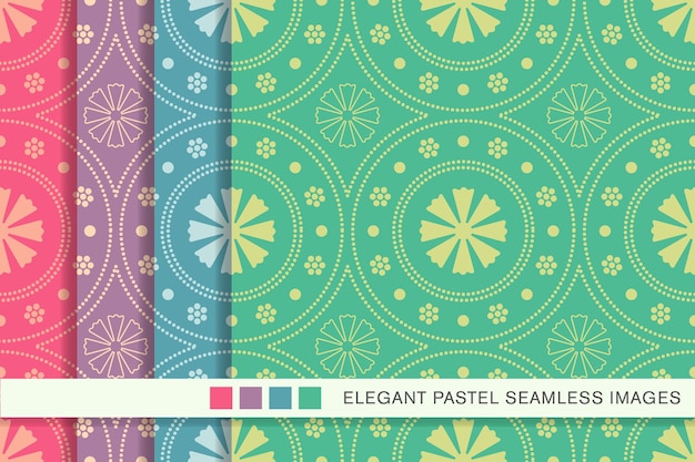 Seamless pastel pattern dot line frame flower