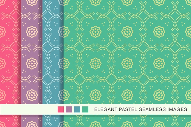 Seamless pastel pattern dot line frame flower