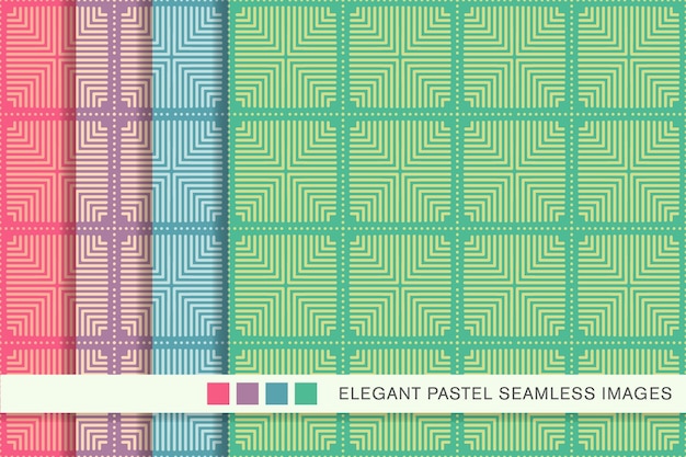 Seamless pattern pastello square check cross dot line