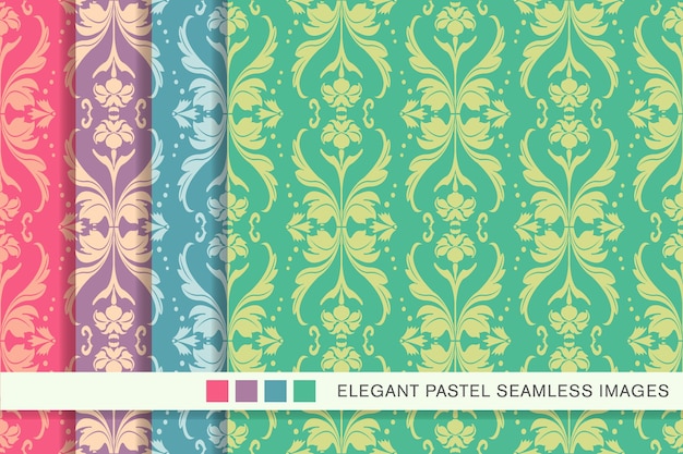 Seamless pastel pattern Wave Cross Dot Line Leaf Flower