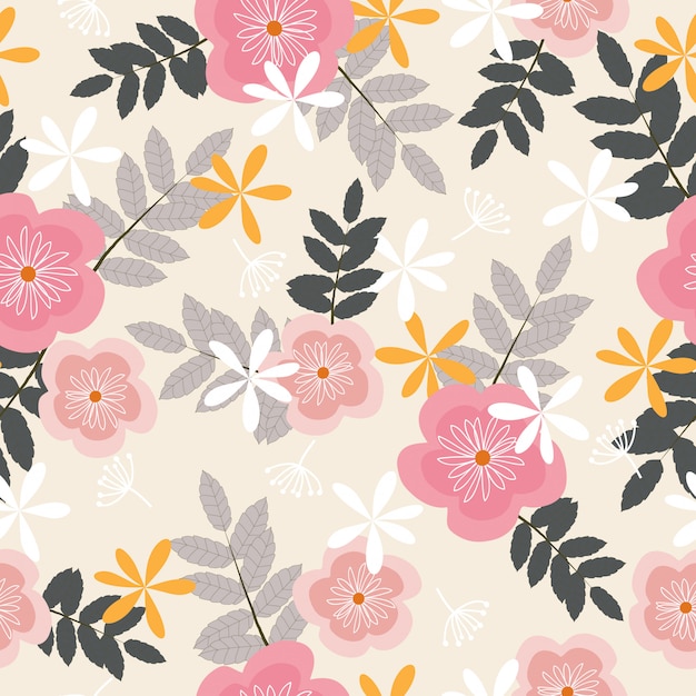 Seamless pastel tropical floral pattern