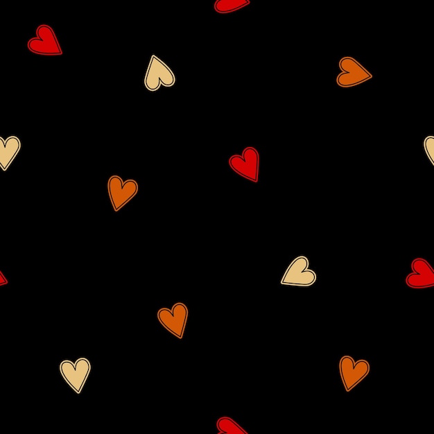 Seamless patern colored hearts on a black background