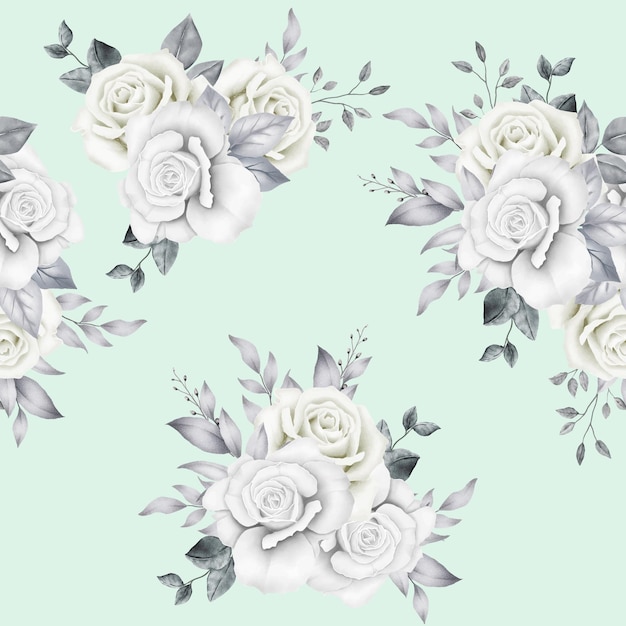 Vector seamless patern floral roses watercolor