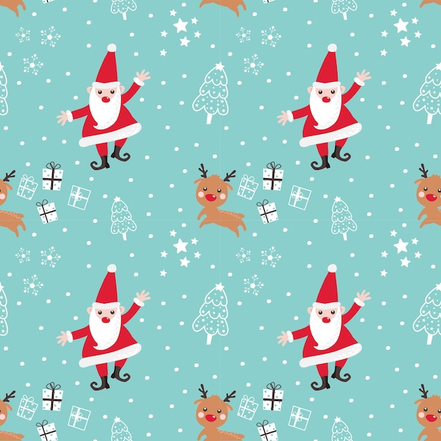 Seamless patern santa claus and reindeer