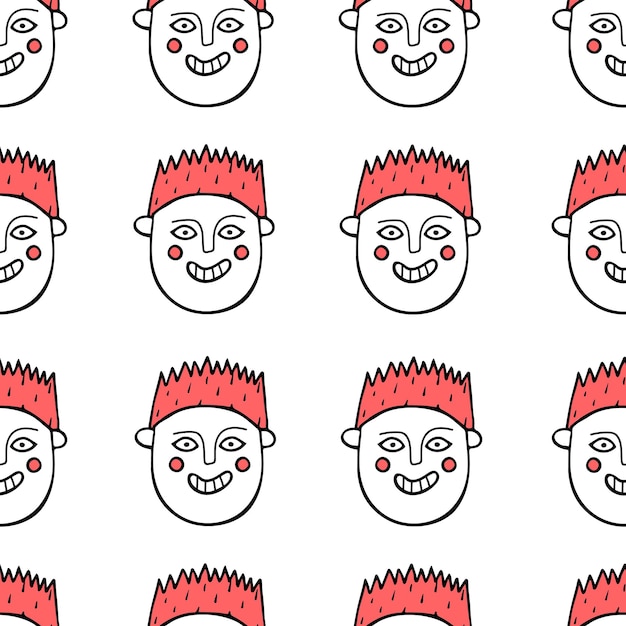 a seamless patter with cartoon boy heads
