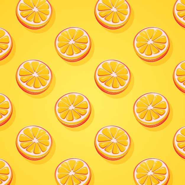 Vector seamless patter with grapefruit on a orange background