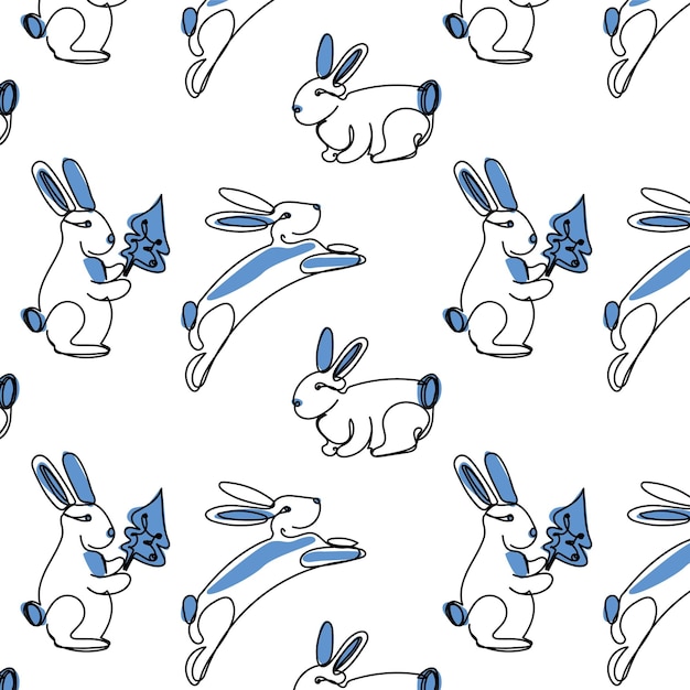 Picchiettio senza soluzione di continuità con i conigli per la carta da imballaggio