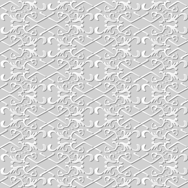 Seamless pattern 3d paper art pattern check cross spiral chain