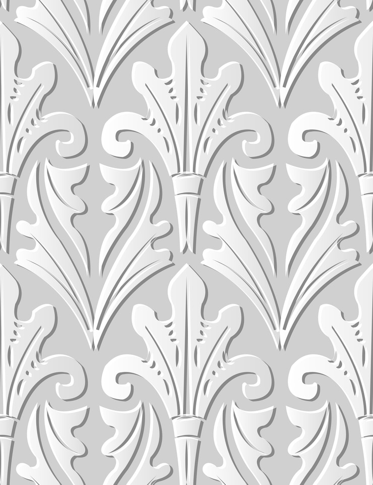 Vector seamless pattern 3d paper art vintage nature garden leaf cross