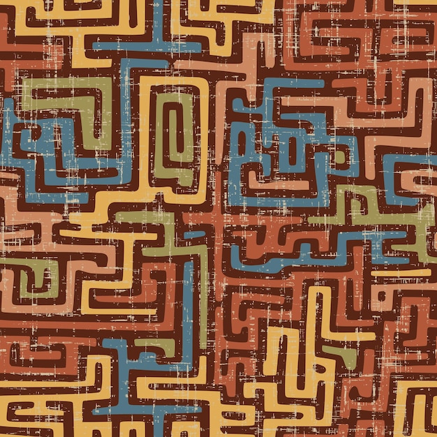 Seamless pattern abstract doodles curls maze background