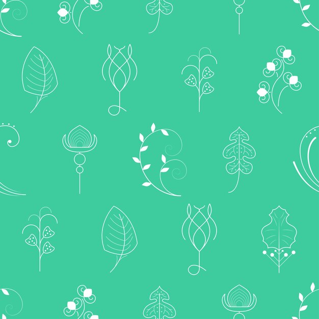 Vector seamless pattern abstract elements different plant botanic vector design style background