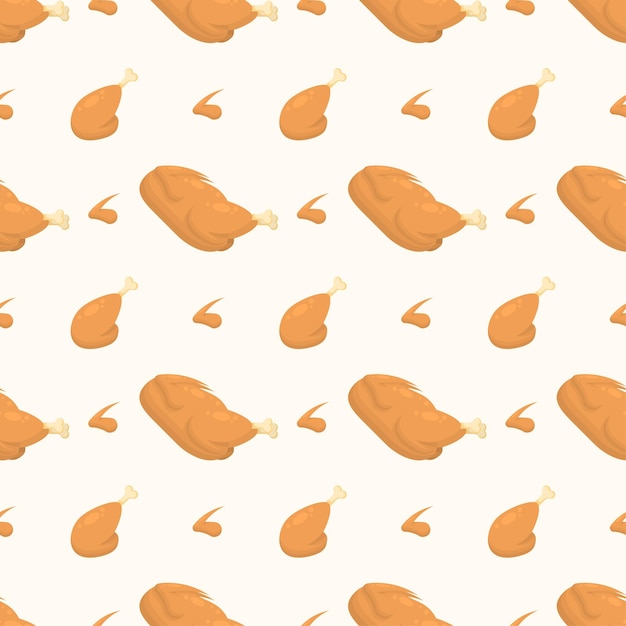 Seamless Pattern Abstract Elements Fast Food Chicken Vector Design Style Background Illustration