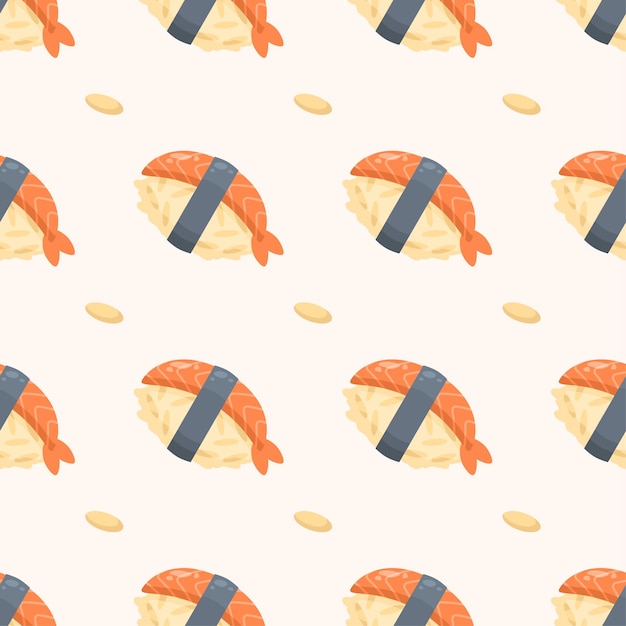 Seamless Pattern Abstract Elements Fast Food Sushi Vector Design Style Background Illustration