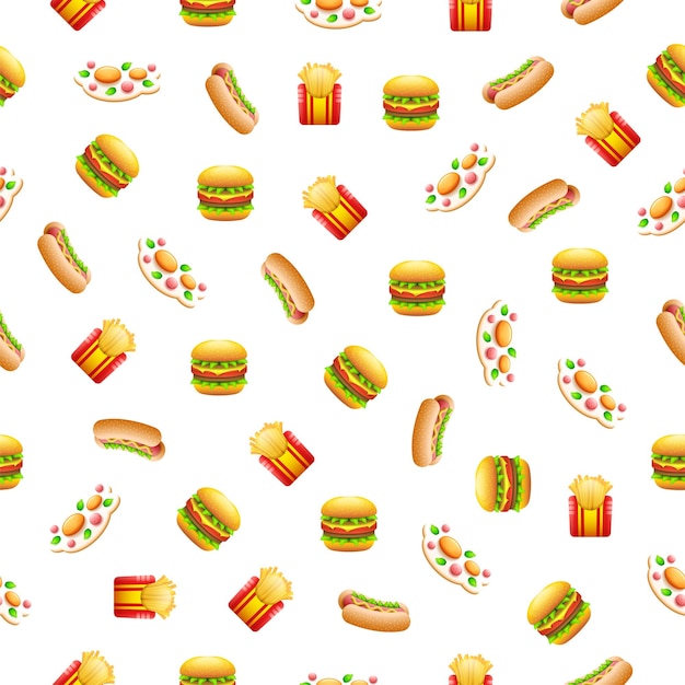 Seamless Pattern Abstract Elements Fast Food Vector Design Style Background Illustration