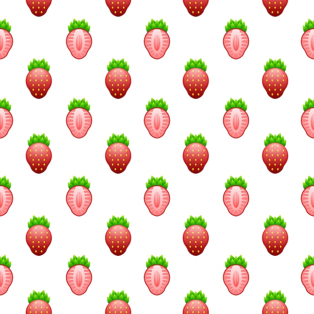 Seamless Pattern Abstract Elements Fruits Food With Leaves Vector Design Style Background