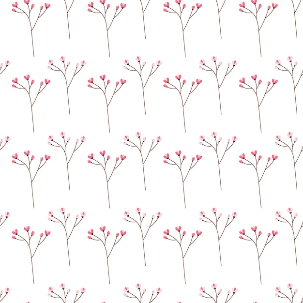 Seamless pattern of abstract flowering spring twigs in trendy bright shades abstract background