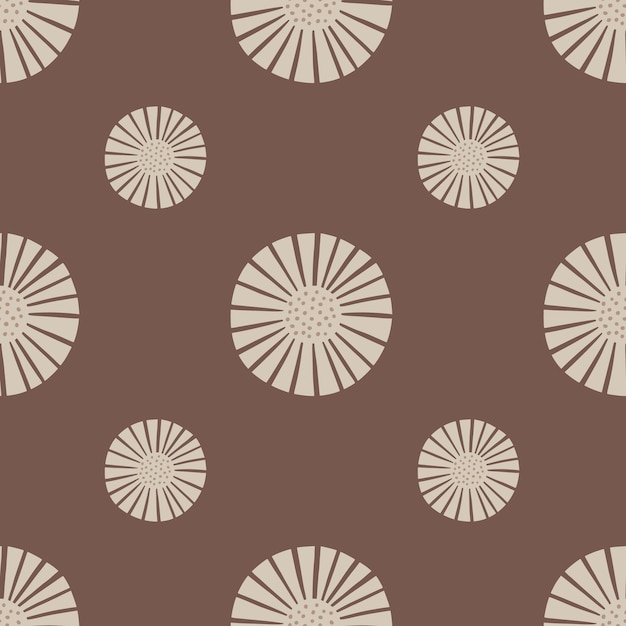 Seamless pattern abstract flowers on brown background. vintage texture of plants for textile design.