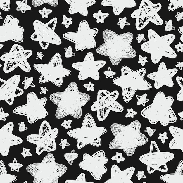 Seamless pattern of abstract hand drawn vector stars