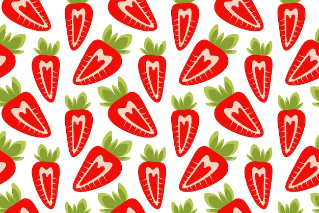 Seamless pattern of abstract image of a red strawberry in trendy hues Backdrop texture Vector EPS