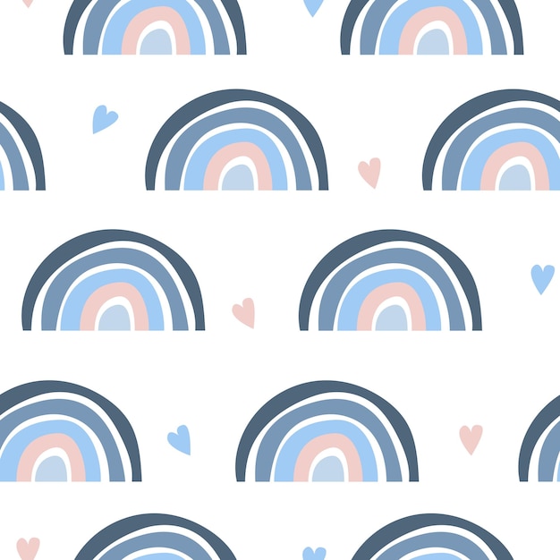 Vector seamless pattern of abstract rainbows