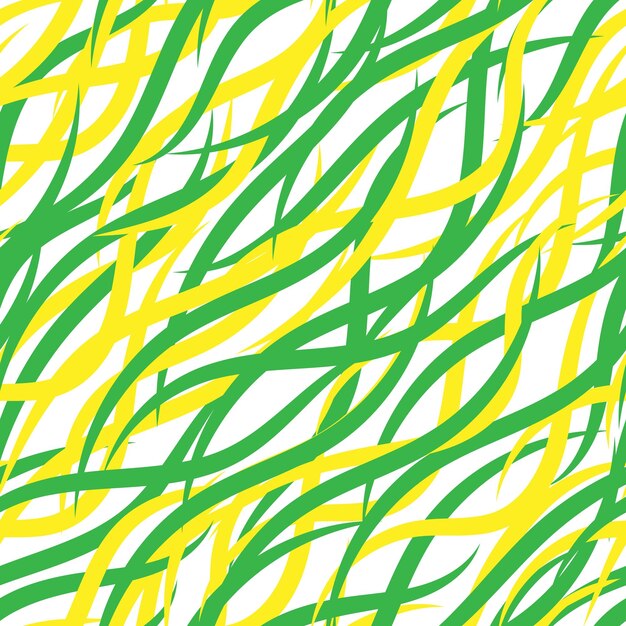 Seamless pattern abstract smooth wavy lines of yellow and green colors