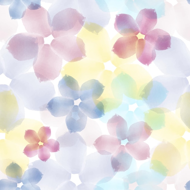 Seamless pattern of abstract watercolor flowers