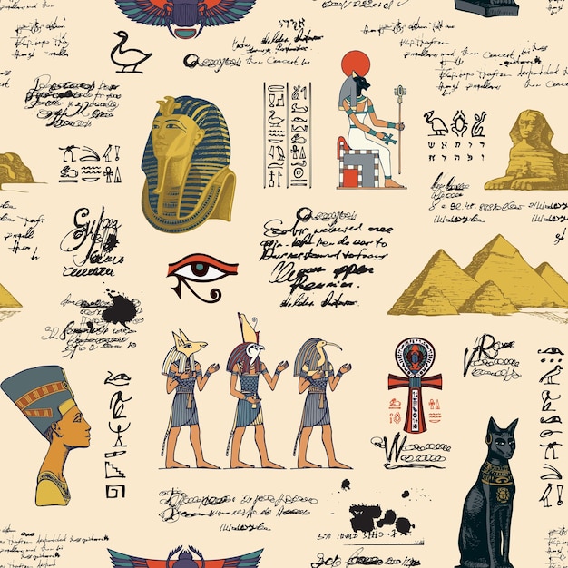 Seamless pattern on the ancient egypt theme