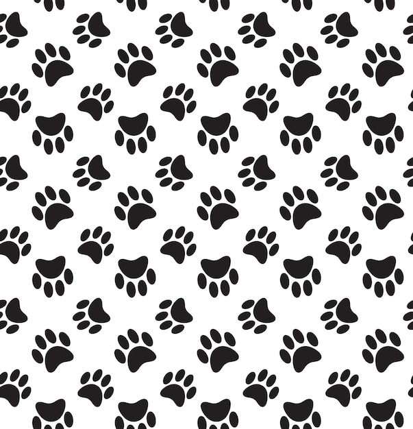 Vector seamless pattern of animal dog cat footprints