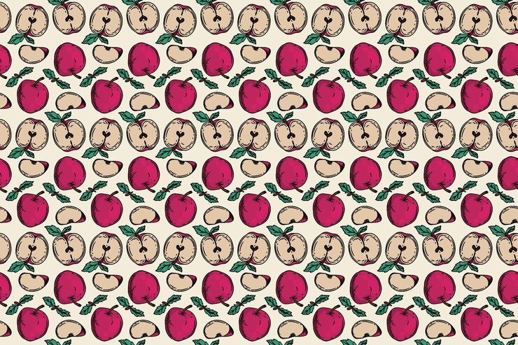 Vector seamless pattern apple vector drawing