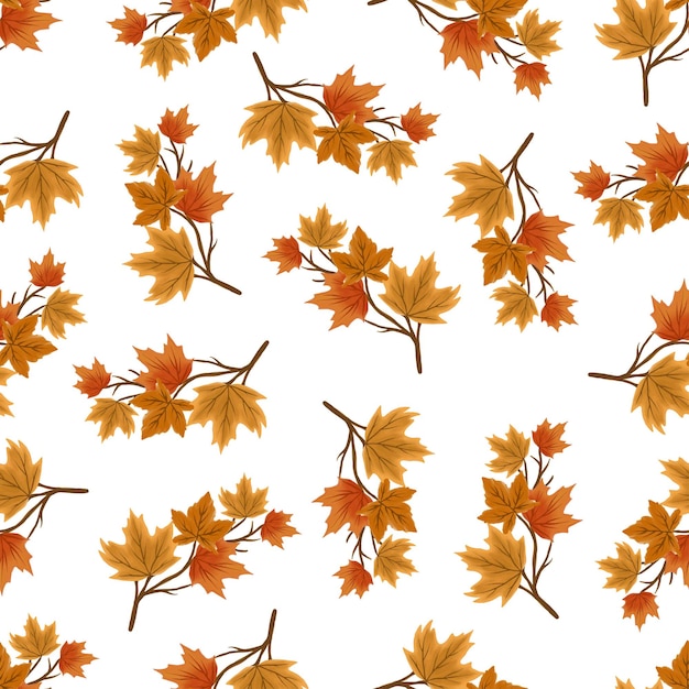 Vector seamless pattern of autumn branch for background design