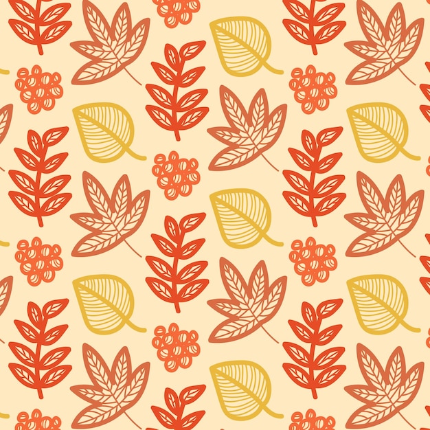 Vector seamless pattern of autumn leaves. ashberry