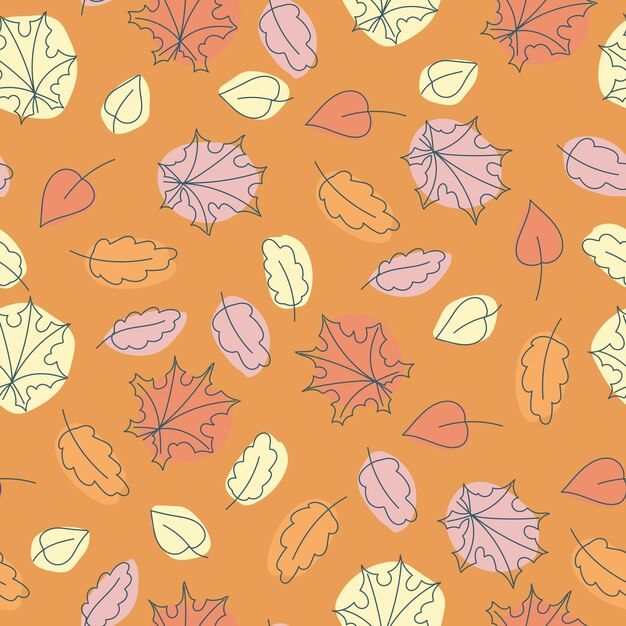 Seamless pattern of autumn leaves Autumn fall Forest Vegetable print A pattern of simple elements Vector illustration